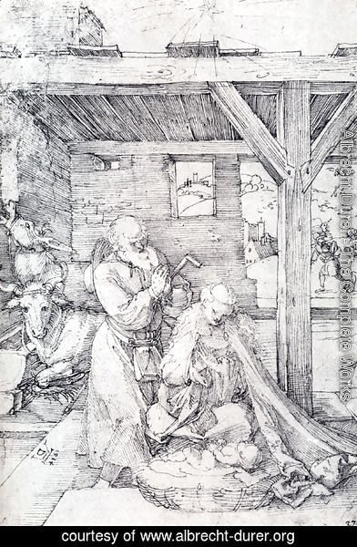 Albrecht Durer - The Nativity: Adoration Of The Christ Child In The Stables with The Virgin And St. Joseph