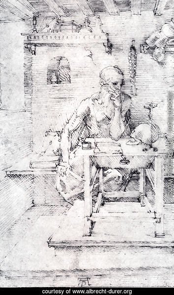 St. Jerome In His Study (Without Cardinal's Robes) (or Contemplating A Skull)