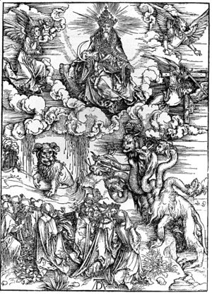Albrecht Durer - The Seven-Headed Beast and the Beast with Lamb's Horns