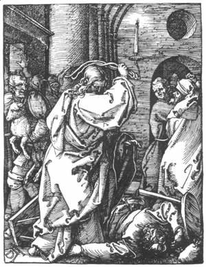 Albrecht Durer - Small Passion, 07. Christ Driving the Merchants from the Temple