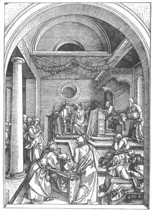 Albrecht Durer - Life of the Virgin 15. Christ among the Doctors in the Temple
