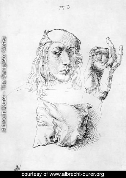 Albrecht Durer - Studies of Self-Portrait, Hand and Pillow