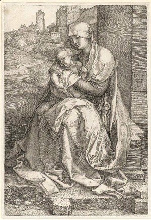 Albrecht Durer - The Virgin and Child seated by a Wall