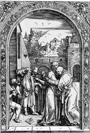 Joachim and St. Anne meet at the golden Gate, from The Life of the Virgin
