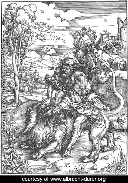 Albrecht Durer - Samson Fighting With The Lion