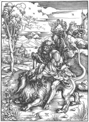 Albrecht Durer - Samson Fighting With The Lion