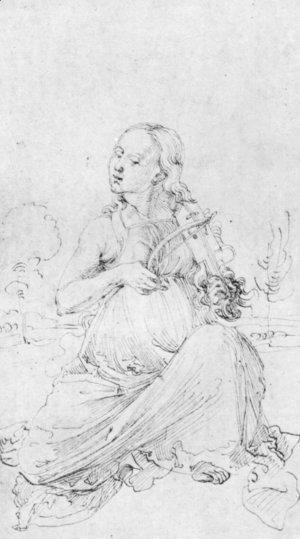 Albrecht Durer - Drawing from the Tarot  The Muse Thalia