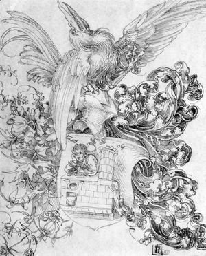 Albrecht Durer - Coat of arms with open man behind