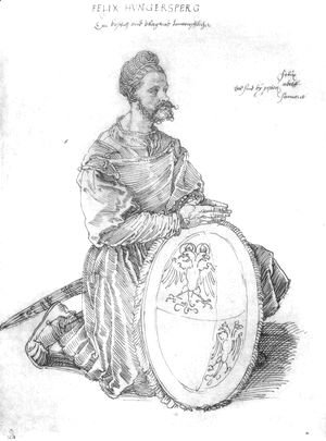 Portrait of Captain Felix Hungersperg, kneeling