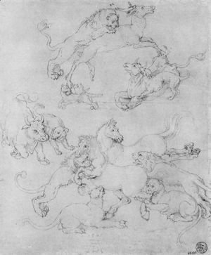 Albrecht Durer - Study sheet with the attacked animals
