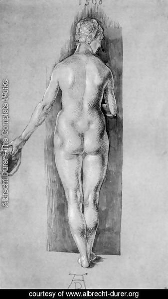 Albrecht Durer - Rear View Of A Female Nude Holding A Cap