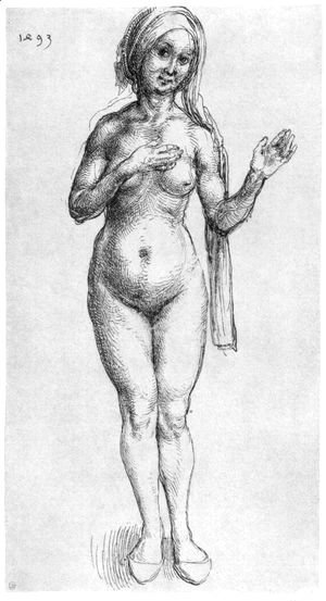 Albrecht Durer - Female Nude (With Headcloth And Slippers)