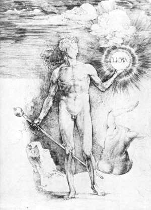 Albrecht Durer - Apollo With The Solar Disc And Diana Trying To Shield Herself From The Rays With Her Uplifted Hand