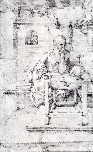 St. Jerome In His Study (Without Cardinal's Robes) (or Contemplating A Skull)