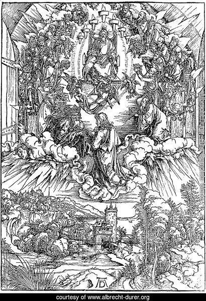 St.John in Clouds, Surrounded by 24 Elders around the Throne of God
