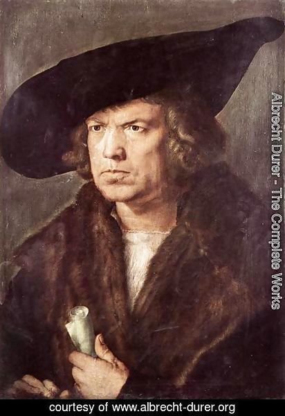 Albrecht Durer - Portrait of a Man with Baret and Scroll