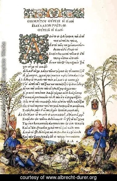 Albrecht Durer - Enluminure Gouache L'Idyllia De Theocri