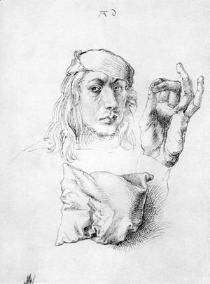 Albrecht Durer - Studies of Self-Portrait, Hand and Pillow