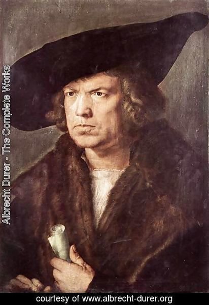 Albrecht Durer - Portrait of a Man with Baret and Scroll 2