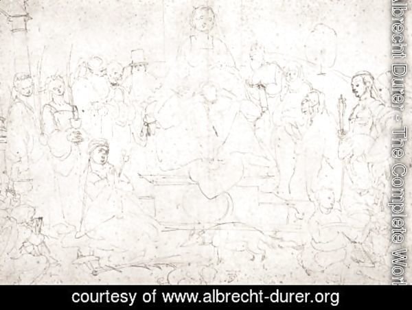 Albrecht Durer - Studies on a great picture of the Virgin   Madonna with child, ten saints and angels