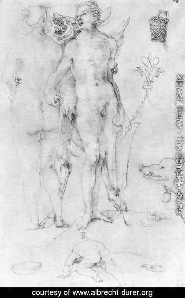 Albrecht Durer - Study Journal, naked couple and the Devil