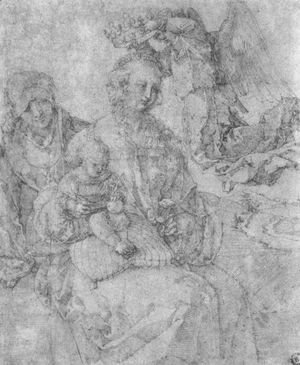 Mary and Child, crowned by an angel and St. Anna