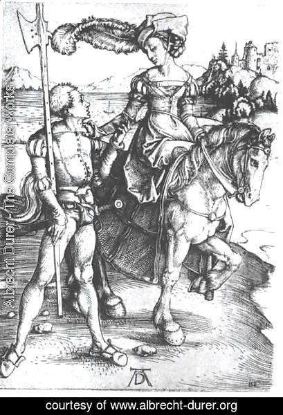Albrecht Durer - Noble woman at horses and Lansquenet