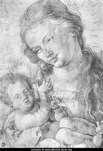Madonna and child in half length