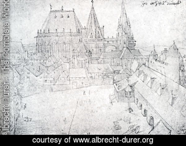 Albrecht Durer - The Cathedral Of Aix La Chapelle With Its Surroundings  Seen From The Coronation Hall