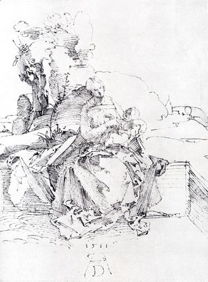 Albrecht Durer - The Madonna And Child On A Grassy Bank
