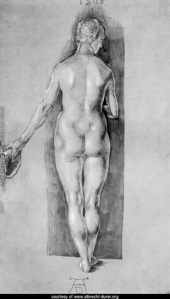 Rear View Of A Female Nude Holding A Cap