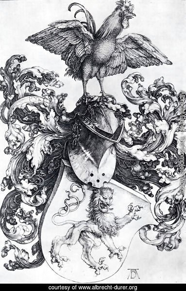 Coat Of Arms With Lion And Rooster