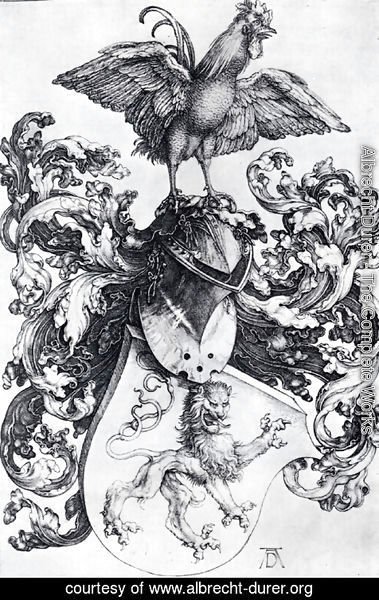 Albrecht Durer - Coat Of Arms With Lion And Rooster