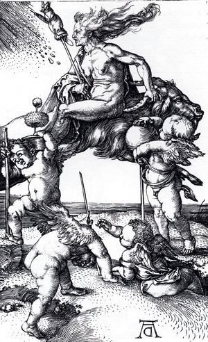 Albrecht Durer - Witch Riding Backwards On A Goat
