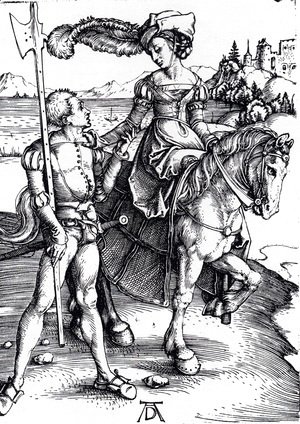 Albrecht Durer - Lady On Horseback And Lansquenet