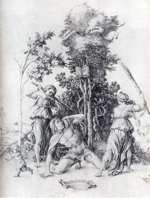 Albrecht Durer - Orpheus Slain By Bacchantes  With A Boy Running Away