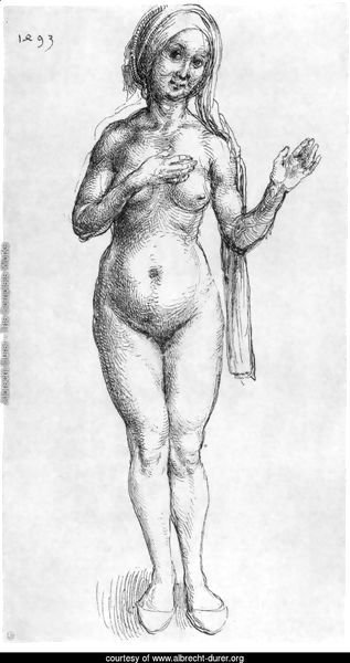 Female Nude (With Headcloth And Slippers)