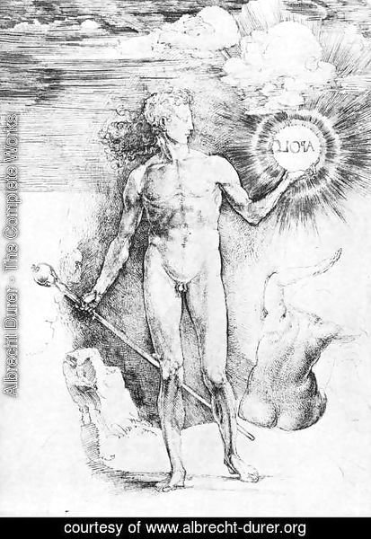Albrecht Durer - Apollo With The Solar Disc And Diana Trying To Shield Herself From The Rays With Her Uplifted Hand